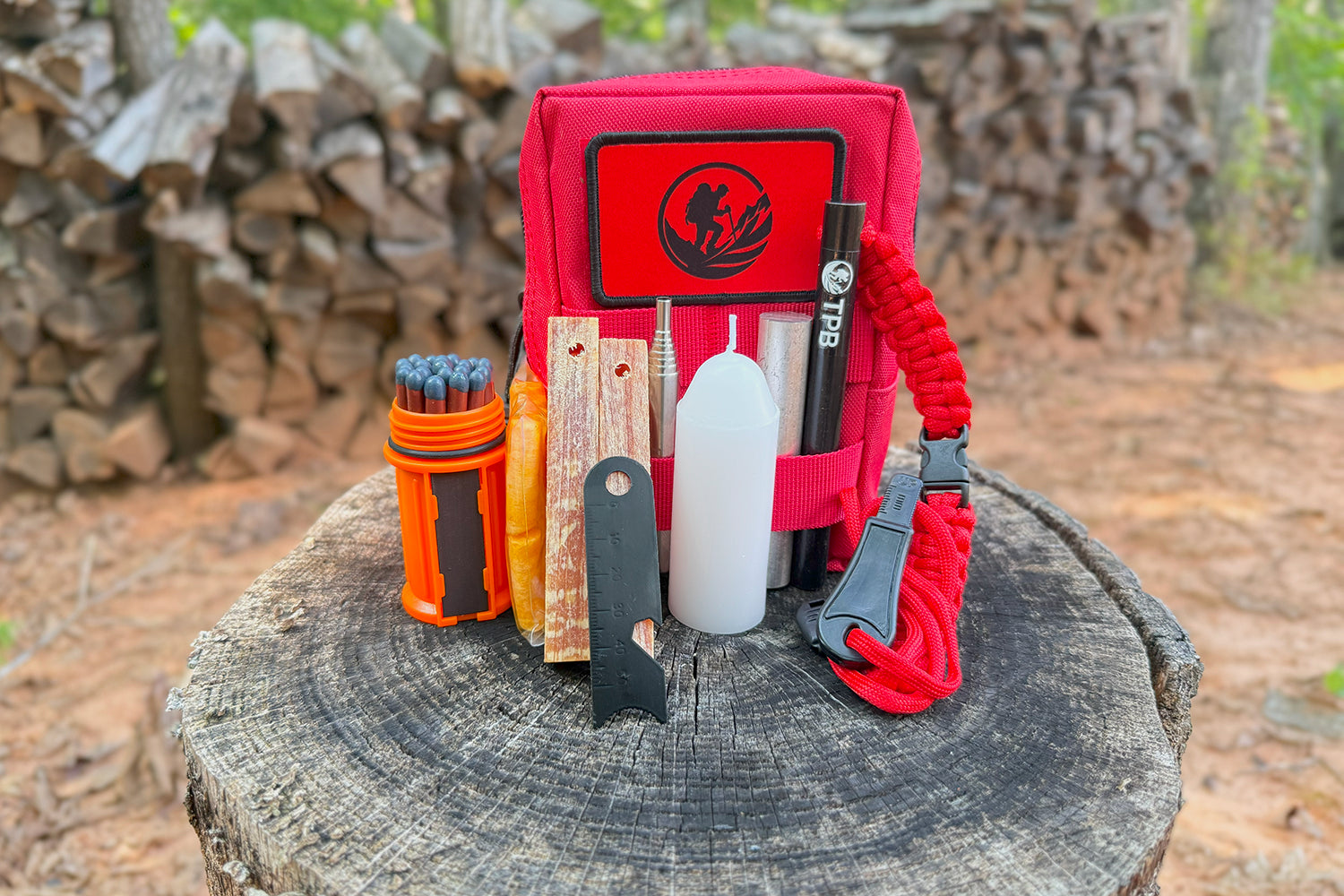 Fire starting kit in action